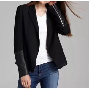 Theory Antonio B Blazer black open front zipper on cuffs details 12